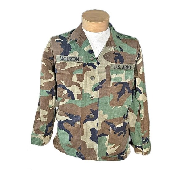 Vintage 90’s US Army Woodland Camo Longsleeve Button Up Shirt W/ Patch - Picture 1 of 6